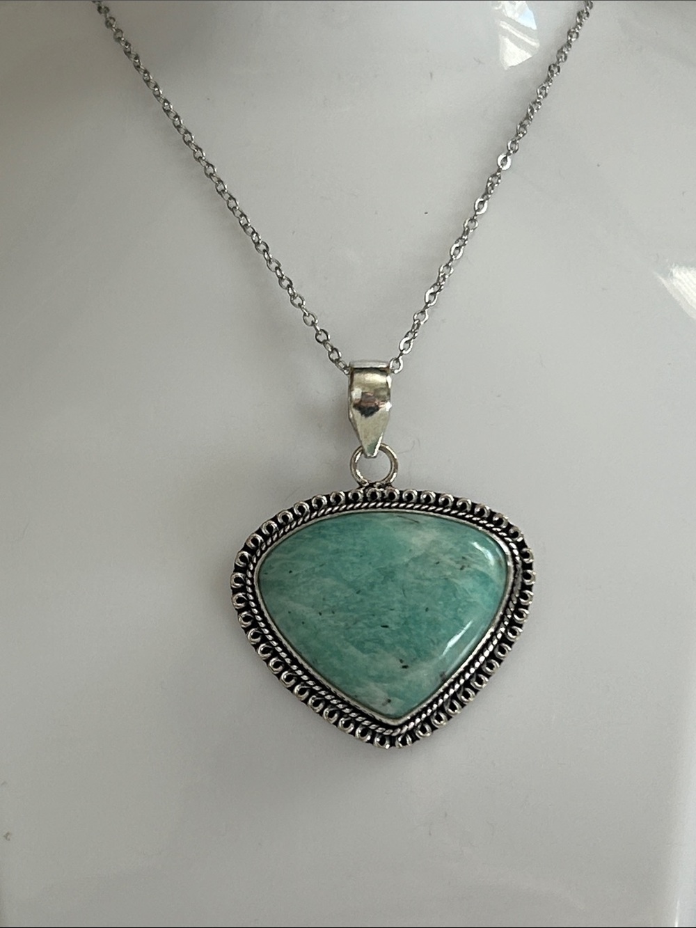 Amazonite Gemstone Ethnic Handmade Pendant Necklace